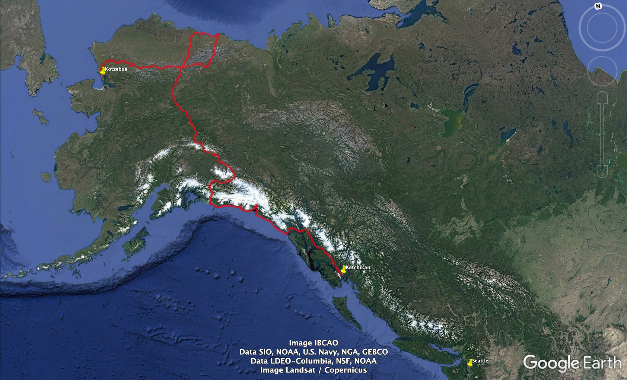 A map of our trip -- Seattle is on the bottom right for reference!